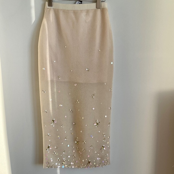 NWT J. Crew Collection sand sheer sweater-skirt with sequins SZ XXS - Picture 5 of 8